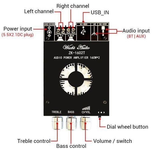 ZK1602T TDA7498E Bluetooth 5.0 Subwoofer Amplifier Board 2160W 2.0 Channel High Power Audio Stereo Amplifier Board BAMP