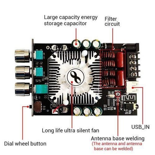 ZK1602T TDA7498E Bluetooth 5.0 Subwoofer Amplifier Board 2160W 2.0 Channel High Power Audio Stereo Amplifier Board BAMP