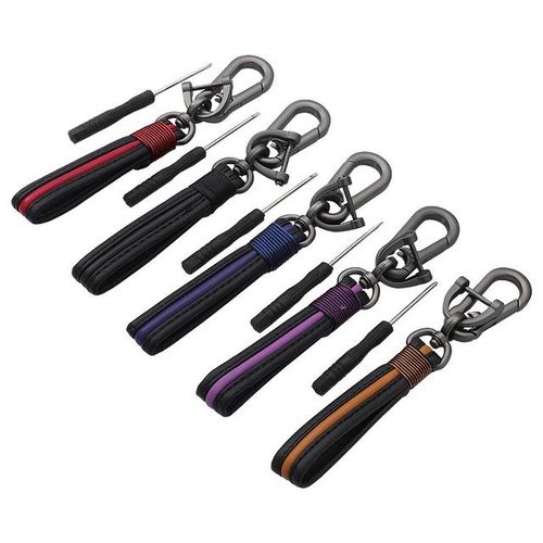 Luxury Genuine Lanyard car keychain. Male and female Gunmetal Buckle key ring. Motorcycle keychain Gift Chaveiro-black