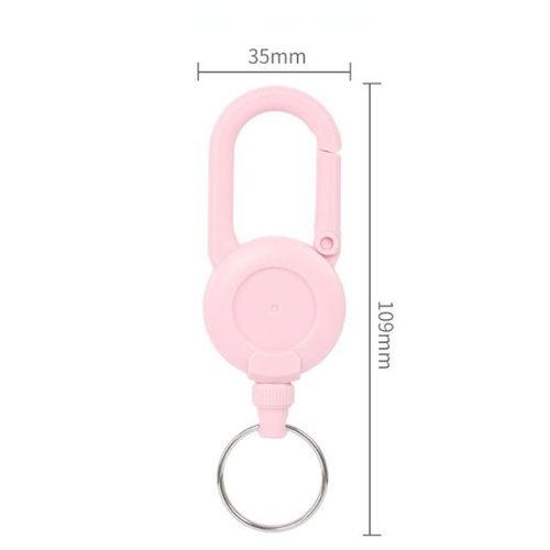 Cute Retractable Key Holder Anti-theft Metal Easy-to-pull Buckle Rope Elastic Keychain Sporty Retractable Key Ring Girl Gift-Green