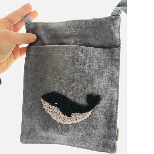 Bedside Storage Bag Embroidery linen Baby Crib Organizer Hanging Bag for Baby Essentials Newborn Bed Hanging Diaper Toy