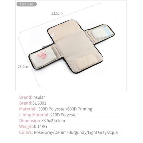 Portable Baby Changing Mat Infant Multifunction Diaper Changing Pad Newborn 2 IN 1 Waterproof Changing Pad Cover Storage Bag