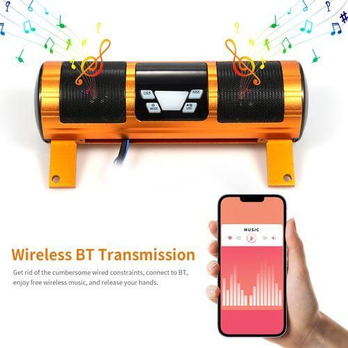 Motorcycle Stereo Speaker, Waterproof BT MP3 Music Player