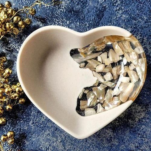 Heart Shape Dish Silicone Mold Cement Storage Box Molds Jewelry Display Tray Resin Epoxy Jesmonite Mould Home Decoration
