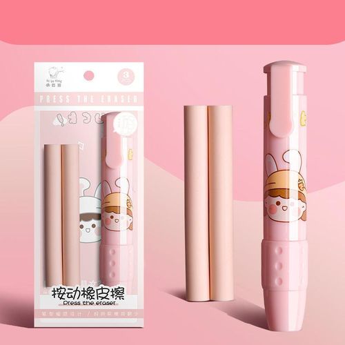 Retractable Erasers Press Pencil Rubber Erasers School Stationery Supplies Art Painting Pencil Eraser