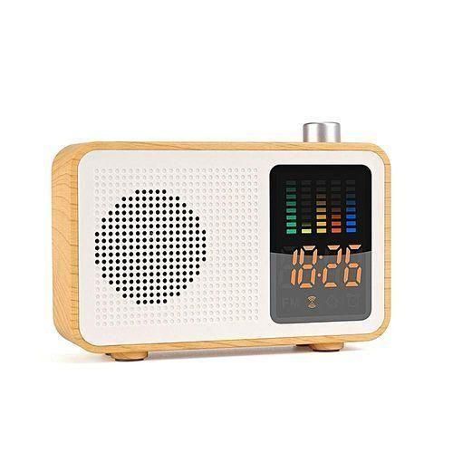M20 Wireless Bluetooth Speaker Portable Wooden LED Sound Box Stereo Sound Subwoofer Clock W Display Screen Colorful Dynamic Spectrum Support TF AUX IN FM Radio HTS