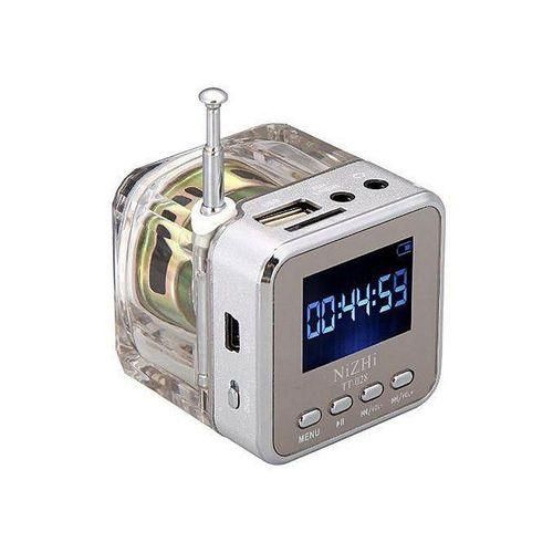Mini Portable Speaker With FM Radio Micro SDTF Music MP3 Player USB Disk Silver HTS