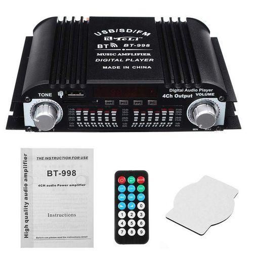 BT998 Hifi Audio Home Digital Amplifiers Car Audio BPower Bluetooth Amplifier FM USB SD Radio Subwoofer Speakers 12V220VAmplifier No Adapter