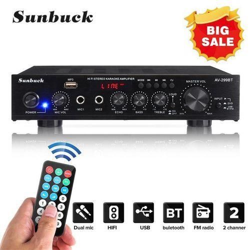 2000W 220V 110V Bluetooth5.0 Audio Power Amplifier Home Theater Amplifiers Amplificador Audio With Remote Control Support FM USB299Black
