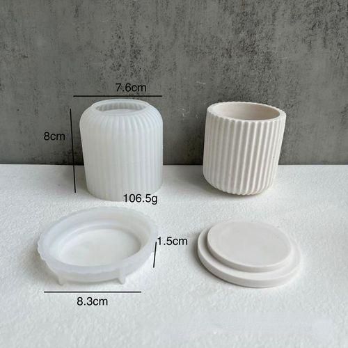 Concrete Candle Vessel Molds With Lid Mold Silicone Storage Box Molds Jesmonite Terazzo Cement Candle Holder Mold