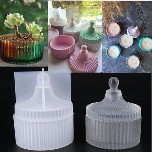 Concrete Candle Vessel Molds With Lid Mold Silicone Storage Box Molds Jesmonite Terazzo Cement Candle Holder Mold