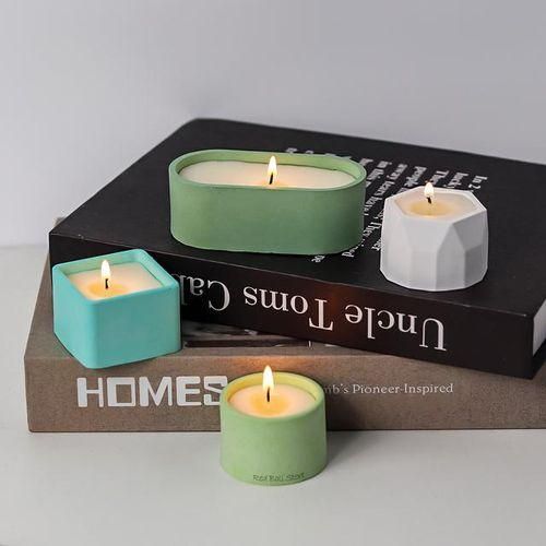 Diy Oval Candle Jar Silicone Molds Cement Mini Flower Pot Concrete Wax Box Candle Tray Casting Mould Home Decor Crafts
