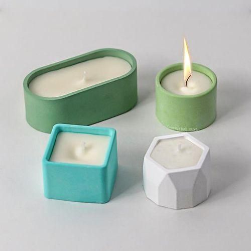 Diy Oval Candle Jar Silicone Molds Cement Mini Flower Pot Concrete Wax Box Candle Tray Casting Mould Home Decor Crafts