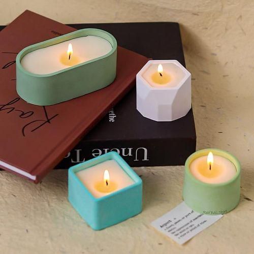 Diy Oval Candle Jar Silicone Molds Cement Mini Flower Pot Concrete Wax Box Candle Tray Casting Mould Home Decor Crafts