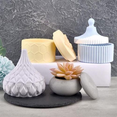 Gypsum Ornaments Jars Bottles Silicone Molds Diy Cement Storage Jar Pottery Mould Concrete Art Making Supplies Decor