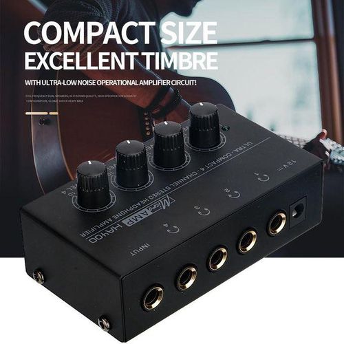 4 Channels Mini o Stereo Headphone Amplifier HA400 Ultra-Compact Audio Amplifier With Power Adapter EU Plug Adapter