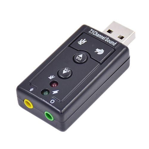 USB External 7.1 Channel Sound Card 3.5mm Jack Microphone Audio Adapter For PC