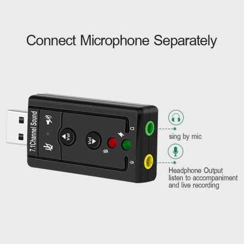 USB External 7.1 Channel Sound Card 3.5mm Jack Microphone Audio Adapter For PC