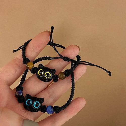 New Chinese Style Cute Sweet Cool Little Meow Cute Couple Bracelet Braid Rope Special-Interest Design Gift For Bestie