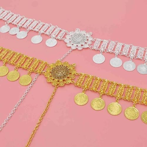 Boho India Ethnic Tribal Hair Accessories Heart Crystal Flower Chains Gypsy Afghan Turkish Tiara Bride Wedding Jewelry