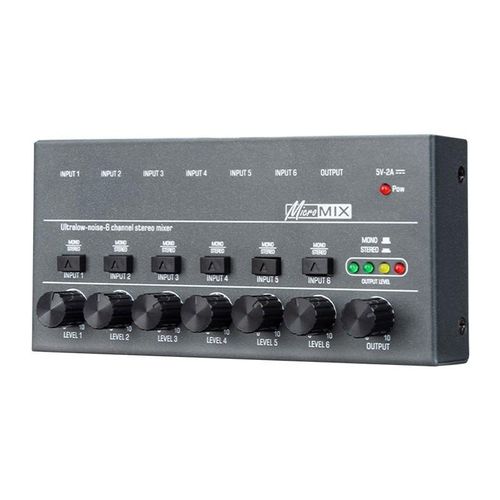 4/6/8 Channels Line Mixer Easy Operation TYPE-C 5V 2A Mini Sound Mixer with Separate Volume Controls Bass Mixer for Sub-Mixing