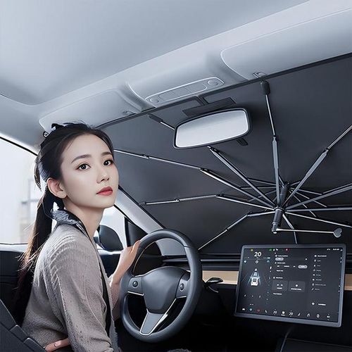 Foldable car sunshade retractable sunscreen heat insulation front windshield ambarella style Window Cover Shield accessories-S_Red
