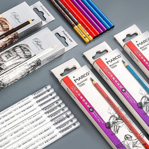 12 Packs of Sketch Charcoal Pencil Student Art Painting Writing Black and White Brown Stroke Highlight Powder Brush