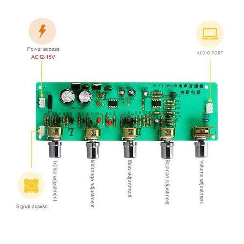 2.0 Hifi Audio Preamplifier Board BMidrange Treble Balance Adjustable Audio Preamp Board With Tone Control