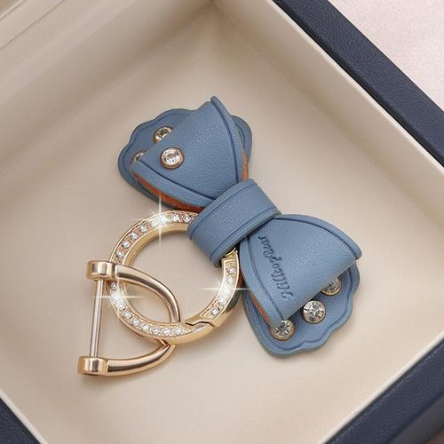 Metal Ring Car Keyring Gold Rhinestone Cute Keychain Accessories for Women Girls Motos Moto Car Key Holder-Blue