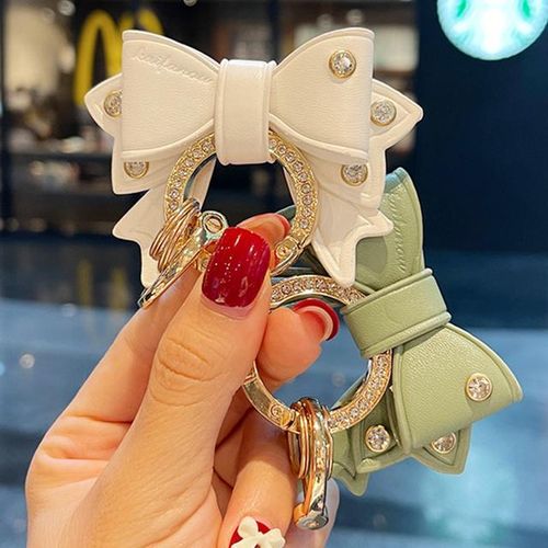 Metal Ring Car Keyring Gold Rhinestone Cute Keychain Accessories for Women Girls Motos Moto Car Key Holder-Blue