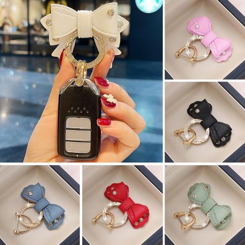 Metal Ring Car Keyring Gold Rhinestone Cute Keychain Accessories for Women Girls Motos Moto Car Key Holder-Blue