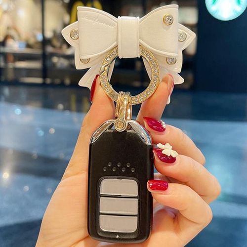 Metal Ring Car Keyring Gold Rhinestone Cute Keychain Accessories for Women Girls Motos Moto Car Key Holder-Blue