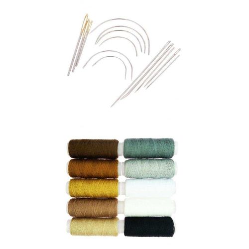 14Pcs Curved Hand Leather Sewing  Kit with 10Pcs Leather Sewing Thread