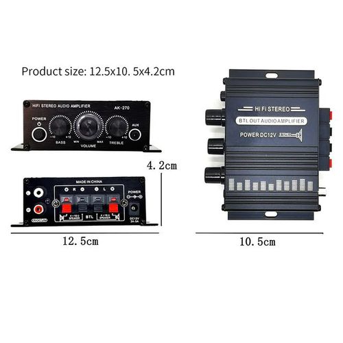 Stereo Amplifier Surround Sound Audio 2-Channel Stereo Power Amplifier 12v Portable Sound Amplifier Speaker Amp For Car And Home
