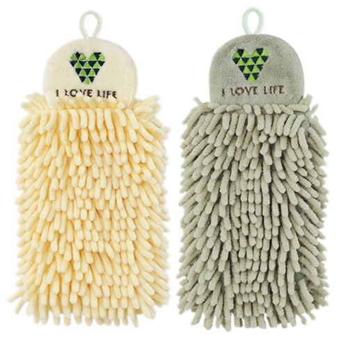 2Pcs Kitchen Hanging Towels Set Chenille Hand Face Wipe Towels Bathroom Washcloths