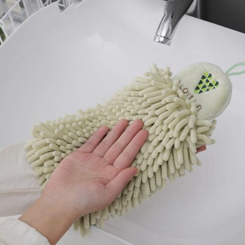 2Pcs Kitchen Hanging Towels Set Chenille Hand Face Wipe Towels Bathroom Washcloths