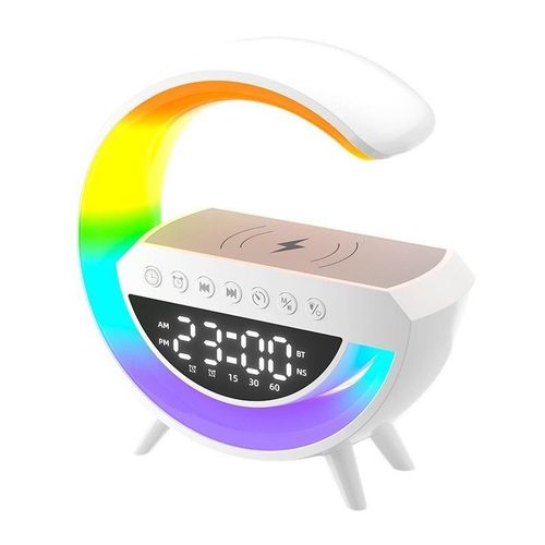 Led Wireless Bluetooth Speaker Player Portable Charger Sound Bars  Dazzle  Light  Wake-up  Alarm Clock