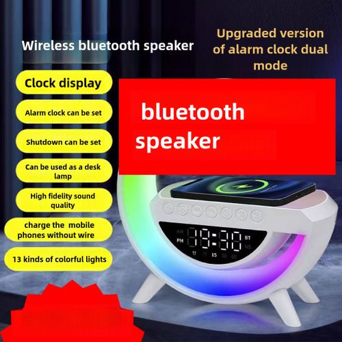 Led Wireless Bluetooth Speaker Player Portable Charger Sound Bars  Dazzle  Light  Wake-up  Alarm Clock