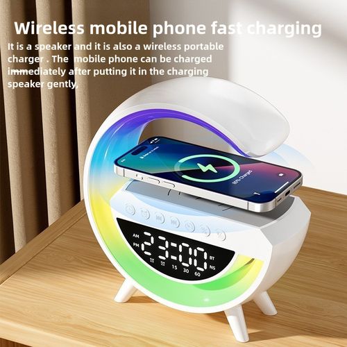 Led Wireless Bluetooth Speaker Player Portable Charger Sound Bars  Dazzle  Light  Wake-up  Alarm Clock