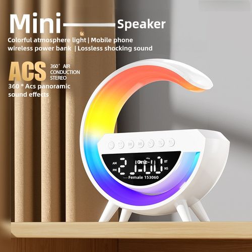 Led Wireless Bluetooth Speaker Player Portable Charger Sound Bars  Dazzle  Light  Wake-up  Alarm Clock