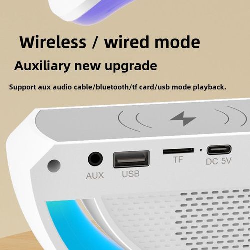 Led Wireless Bluetooth Speaker Player Portable Charger Sound Bars  Dazzle  Light  Wake-up  Alarm Clock