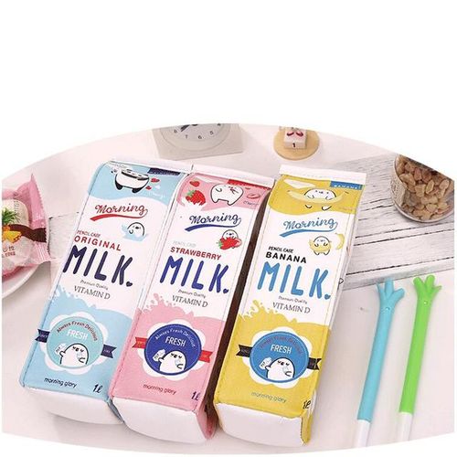 Ellen Brook 1 Pcs Cute Kawaii Large Milk Bottle Blue Yellow Pink Pu Leather Pencil Case Pencil Box School Supplies Stationery