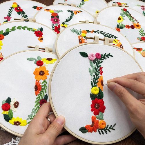 Diy Embroudery Kit A-Z 26 English Alphabet Letter Cross Stitch Embroidery Set Apparel Patches Birthday S Couple Custom