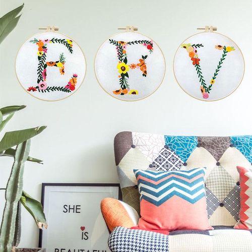 Diy Embroudery Kit A-Z 26 English Alphabet Letter Cross Stitch Embroidery Set Apparel Patches Birthday S Couple Custom