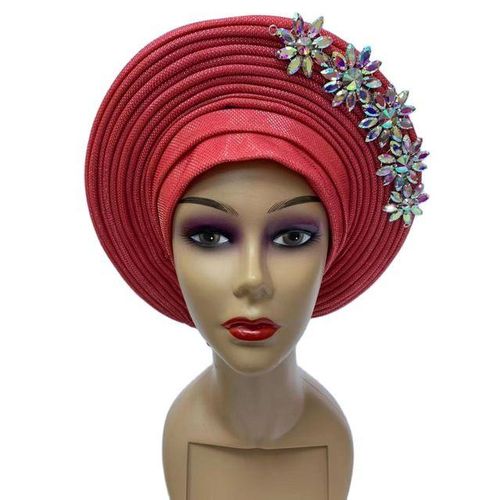 Nigerian Auto Gele Aso Oke Style Headtie Bonnet Femme Turbans Wraps Caps Hat Scarfs For Women Party Wear