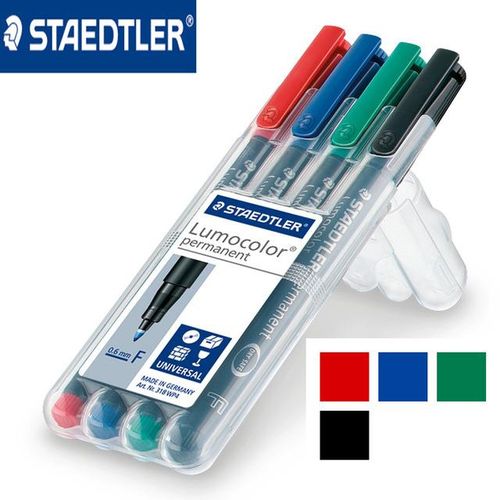 Staedtler 318-wp4 Lumocolor Permanent Marker Pen Fine Point 0.6mm Universal Pens Paint Writing For Cd Paper Wood Multipurpose