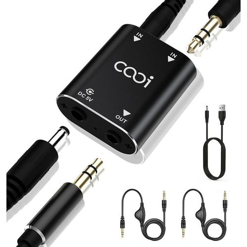 Cooidea 2 Channel Mini Stereo Audio Mixer, 2 In 1 Out Stereo Sound Mixer Includes Two Audio Cables with Adjustable Volume