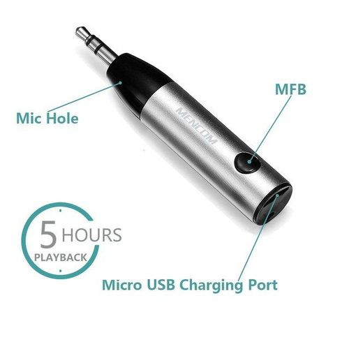 Mencom Bluetooth Receiver 3.5mm Mini Wireless Bluetooth Receiver Car Kit Hands Free Jack  Aux With Mic For Speaker Headphone