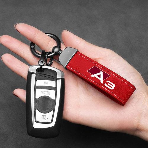 Suede Lanyard Car Keychain Pendant Creative Personalized Wear-resistant Key Loop For Men Women Gift For Audi A3 Car Accessorie-black for A3_black