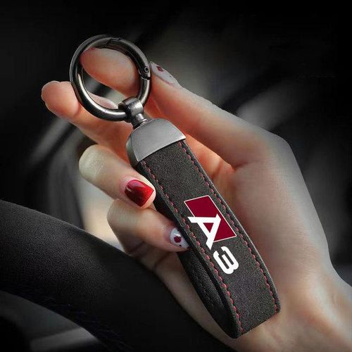 Suede Lanyard Car Keychain Pendant Creative Personalized Wear-resistant Key Loop For Men Women Gift For Audi A3 Car Accessorie-black for A3_black